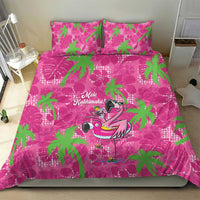 Aloha Hawaii Christmas Bedding Set Mele Kalikimaka Chill Flamingo Palaka Quilt Motifs - Polynesian Pride