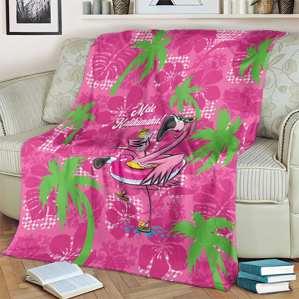 Aloha Hawaii Christmas Blanket Mele Kalikimaka Chill Flamingo Palaka Quilt Motifs - Polynesian Pride