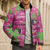Aloha Hawaii Christmas Bomber Puffer Jacket Mele Kalikimaka Chill Flamingo Palaka Quilt Motifs - Polynesian Pride