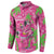 Aloha Hawaii Christmas Button Sweatshirt Mele Kalikimaka Chill Flamingo Palaka Quilt Motifs - Polynesian Pride
