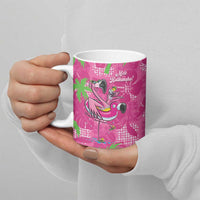 Aloha Hawaii Christmas Ceramic Mug Mele Kalikimaka Chill Flamingo Palaka Quilt Motifs - Polynesian Pride