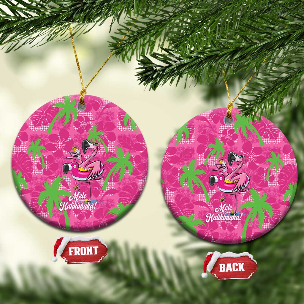 Aloha Hawaii Christmas Ceramic Ornament Mele Kalikimaka Chill Flamingo Palaka Quilt Motifs - Polynesian Pride