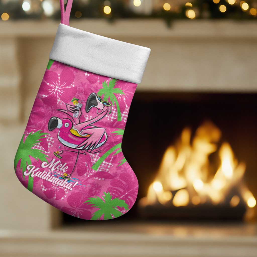 Aloha Hawaii Christmas Stocking Mele Kalikimaka Chill Flamingo Palaka Quilt Motifs - Polynesian Pride
