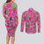 Aloha Hawaii Christmas Couples Matching Long Sleeve Bodycon Dress and Long Sleeve Button Shirt Mele Kalikimaka Chill Flamingo Palaka Quilt Motifs - Polynesian Pride