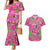 Aloha Hawaii Christmas Couples Matching Mermaid Dress and Hawaiian Shirt Mele Kalikimaka Chill Flamingo Palaka Quilt Motifs - Polynesian Pride
