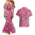 Aloha Hawaii Christmas Couples Matching Mermaid Dress and Hawaiian Shirt Mele Kalikimaka Chill Flamingo Palaka Quilt Motifs - Polynesian Pride