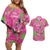 Aloha Hawaii Christmas Couples Matching Off Shoulder Short Dress and Hawaiian Shirt Mele Kalikimaka Chill Flamingo Palaka Quilt Motifs - Polynesian Pride