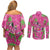 Aloha Hawaii Christmas Couples Matching Off Shoulder Short Dress and Long Sleeve Button Shirt Mele Kalikimaka Chill Flamingo Palaka Quilt Motifs - Polynesian Pride