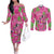 Aloha Hawaii Christmas Couples Matching Off The Shoulder Long Sleeve Dress and Long Sleeve Button Shirt Mele Kalikimaka Chill Flamingo Palaka Quilt Motifs - Polynesian Pride