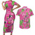 Aloha Hawaii Christmas Couples Matching Short Sleeve Bodycon Dress and Hawaiian Shirt Mele Kalikimaka Chill Flamingo Palaka Quilt Motifs - Polynesian Pride