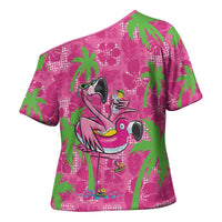 Aloha Hawaii Christmas Cross Shoulder Shirt Mele Kalikimaka Chill Flamingo Palaka Quilt Motifs - Polynesian Pride