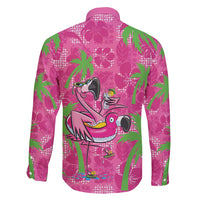 Aloha Hawaii Christmas Family Matching Long Sleeve Bodycon Dress and Hawaiian Shirt Mele Kalikimaka Chill Flamingo Palaka Quilt Motifs - Polynesian Pride