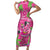 Aloha Hawaii Christmas Family Matching Short Sleeve Bodycon Dress and Hawaiian Shirt Mele Kalikimaka Chill Flamingo Palaka Quilt Motifs - Polynesian Pride