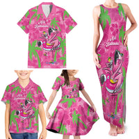 Aloha Hawaii Christmas Family Matching Tank Maxi Dress and Hawaiian Shirt Mele Kalikimaka Chill Flamingo Palaka Quilt Motifs - Polynesian Pride