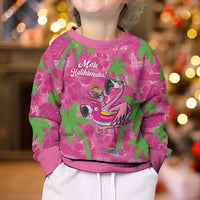 Aloha Hawaii Christmas Kid Ugly Christmas Sweater Mele Kalikimaka Chill Flamingo Palaka Quilt Motifs - Polynesian Pride
