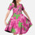 Aloha Hawaii Christmas Kid Short Sleeve Dress Mele Kalikimaka Chill Flamingo Palaka Quilt Motifs - Polynesian Pride