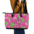 Aloha Hawaii Christmas Leather Tote Bag Mele Kalikimaka Chill Flamingo Palaka Quilt Motifs - Polynesian Pride