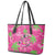 Aloha Hawaii Christmas Leather Tote Bag Mele Kalikimaka Chill Flamingo Palaka Quilt Motifs - Polynesian Pride