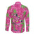 Aloha Hawaii Christmas Long Sleeve Button Shirt Mele Kalikimaka Chill Flamingo Palaka Quilt Motifs - Polynesian Pride