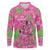 Aloha Hawaii Christmas Long Sleeve Polo Shirt Mele Kalikimaka Chill Flamingo Palaka Quilt Motifs - Polynesian Pride