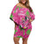 Aloha Hawaii Christmas Off Shoulder Short Dress Mele Kalikimaka Chill Flamingo Palaka Quilt Motifs - Polynesian Pride