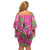 Aloha Hawaii Christmas Off Shoulder Short Dress Mele Kalikimaka Chill Flamingo Palaka Quilt Motifs - Polynesian Pride