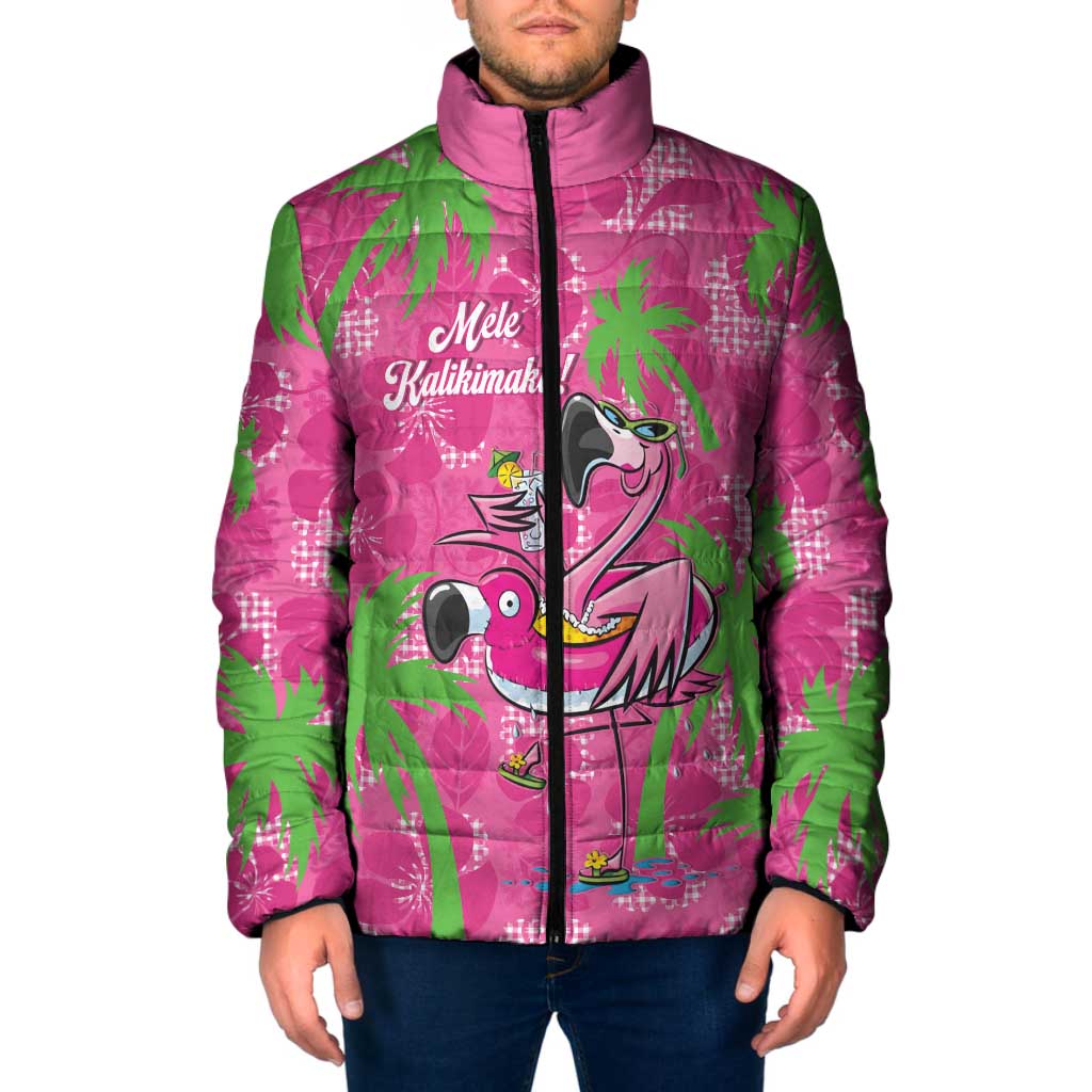 Aloha Hawaii Christmas Padded Jacket Mele Kalikimaka Chill Flamingo Palaka Quilt Motifs - Polynesian Pride