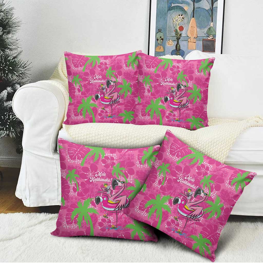 Aloha Hawaii Christmas Pillow Cover Mele Kalikimaka Chill Flamingo Palaka Quilt Motifs - Polynesian Pride
