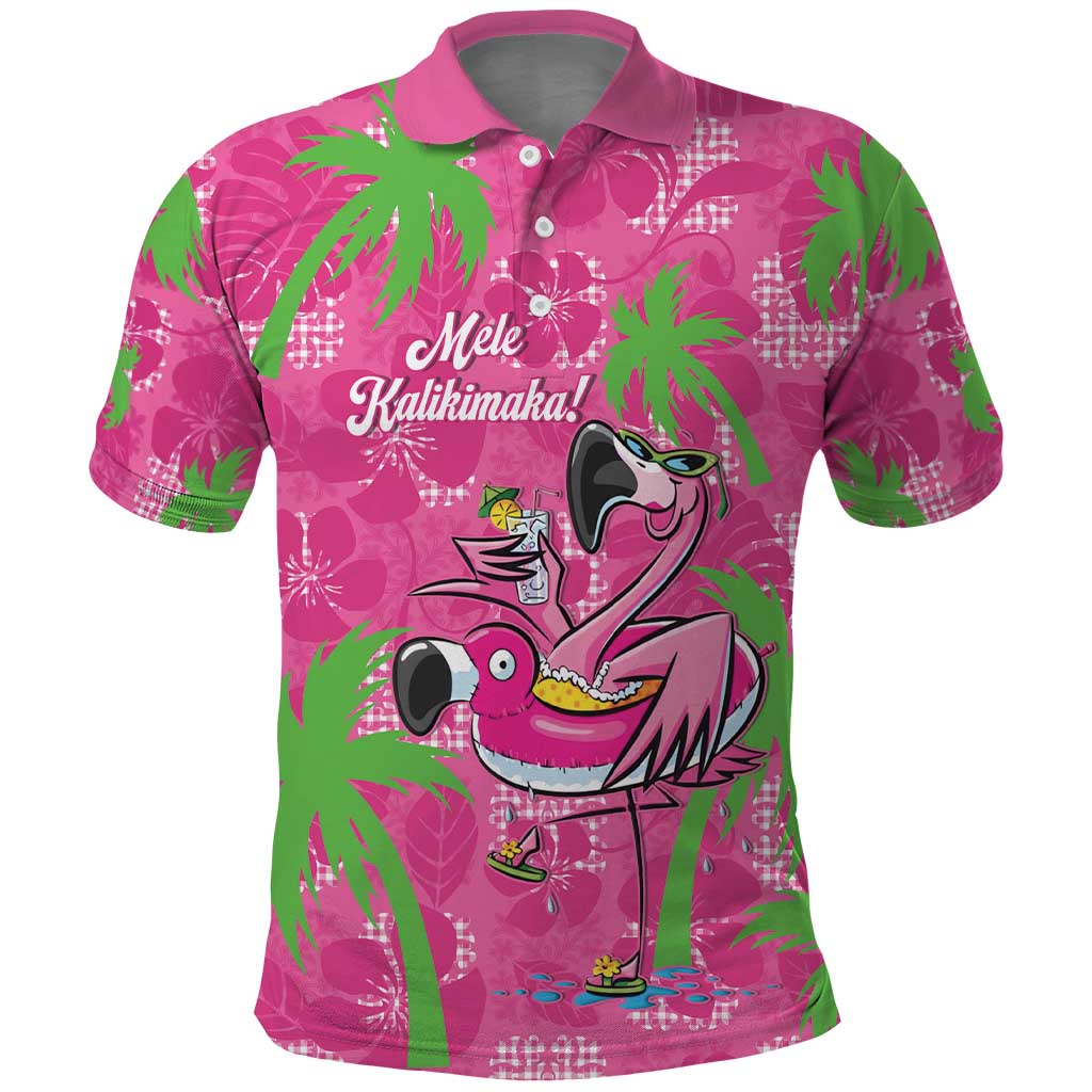 Aloha Hawaii Christmas Polo Shirt Mele Kalikimaka Chill Flamingo Palaka Quilt Motifs - Polynesian Pride