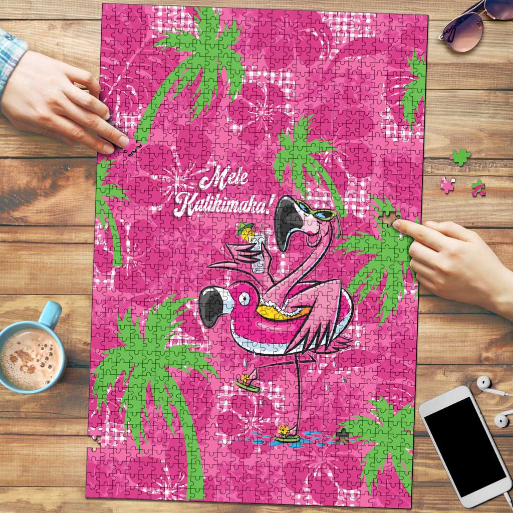 Aloha Hawaii Christmas Puzzle Mele Kalikimaka Chill Flamingo Palaka Quilt Motifs - Polynesian Pride