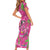 Aloha Hawaii Christmas Short Sleeve Bodycon Dress Mele Kalikimaka Chill Flamingo Palaka Quilt Motifs - Polynesian Pride