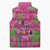 Aloha Hawaii Christmas Sleeveless Puffer Jacket Mele Kalikimaka Chill Flamingo Palaka Quilt Motifs - Polynesian Pride