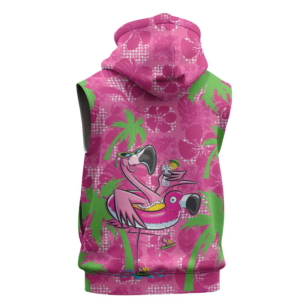 Aloha Hawaii Christmas Sleeveless Zip Hoodie Mele Kalikimaka Chill Flamingo Palaka Quilt Motifs LT14
