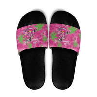 Aloha Hawaii Christmas Slide Sandals Mele Kalikimaka Chill Flamingo Palaka Quilt Motifs - Polynesian Pride