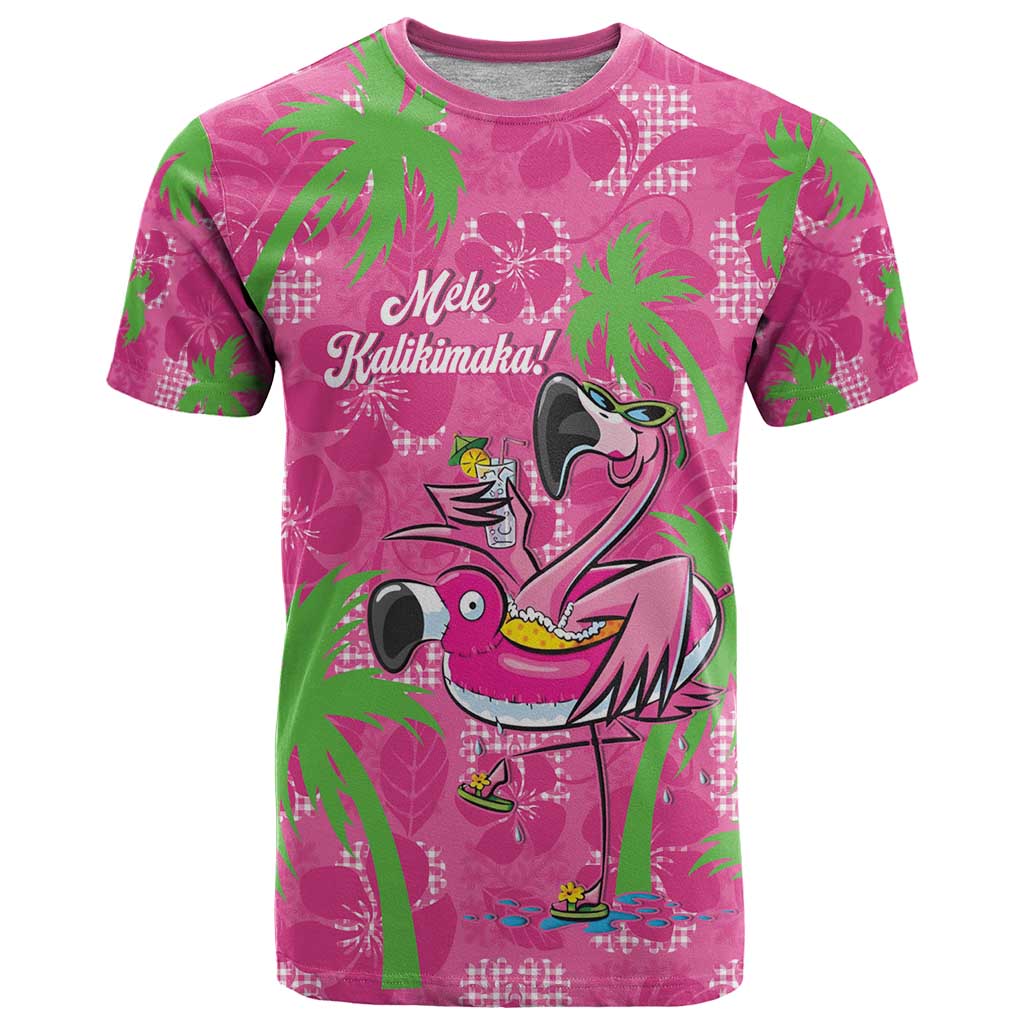 Aloha Hawaii Christmas T Shirt Mele Kalikimaka Chill Flamingo Palaka Quilt Motifs - Polynesian Pride