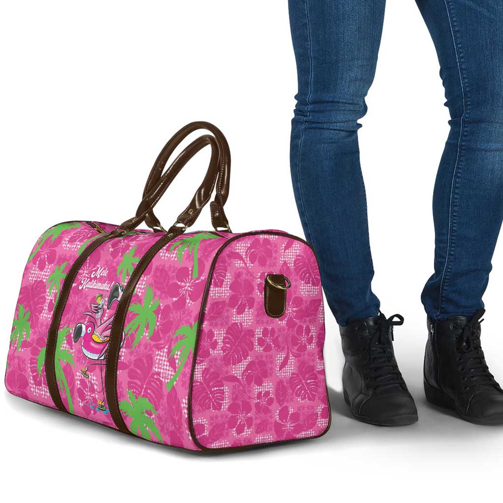 Aloha Hawaii Christmas Travel Bag Mele Kalikimaka Chill Flamingo Palaka Quilt Motifs - Polynesian Pride