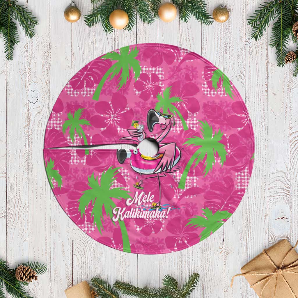 Aloha Hawaii Christmas Tree Skirt Mele Kalikimaka Chill Flamingo Palaka Quilt Motifs - Polynesian Pride