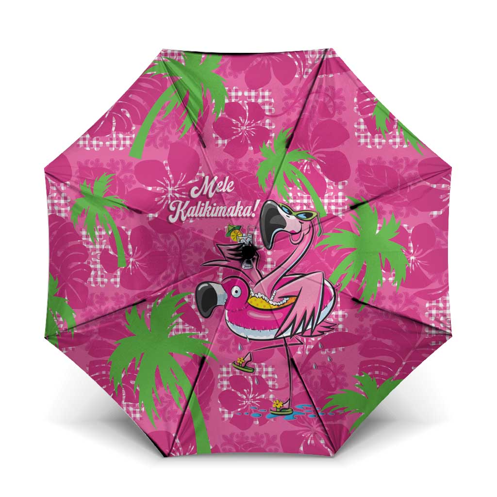 Aloha Hawaii Christmas Umbrella Mele Kalikimaka Chill Flamingo Palaka Quilt Motifs - Polynesian Pride