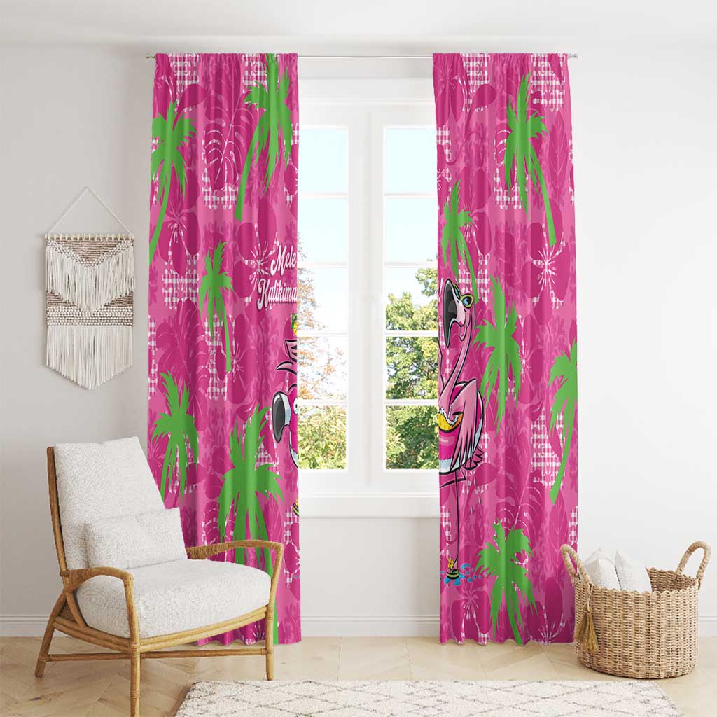 Aloha Hawaii Christmas Window Curtain Mele Kalikimaka Chill Flamingo Palaka Quilt Motifs - Polynesian Pride