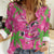 Aloha Hawaii Christmas Women Casual Shirt Mele Kalikimaka Chill Flamingo Palaka Quilt Motifs - Polynesian Pride