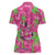 Aloha Hawaii Christmas Women Polo Shirt Mele Kalikimaka Chill Flamingo Palaka Quilt Motifs - Polynesian Pride
