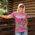 Aloha Hawaii Christmas Women Polo Shirt Mele Kalikimaka Chill Flamingo Palaka Quilt Motifs - Polynesian Pride