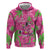 Aloha Hawaii Christmas Zip Hoodie Mele Kalikimaka Chill Flamingo Palaka Quilt Motifs - Polynesian Pride