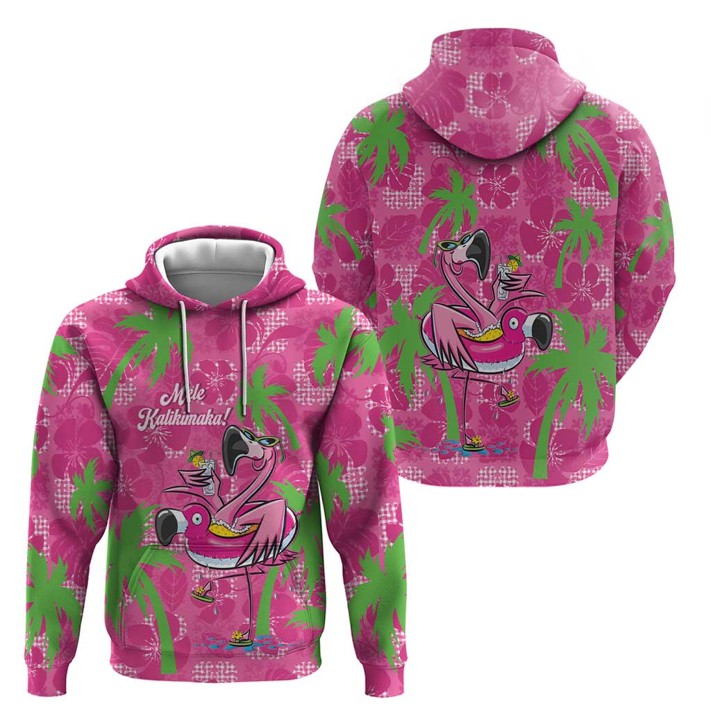 Aloha Hawaii Christmas Zip Hoodie Mele Kalikimaka Chill Flamingo Palaka Quilt Motifs - Polynesian Pride