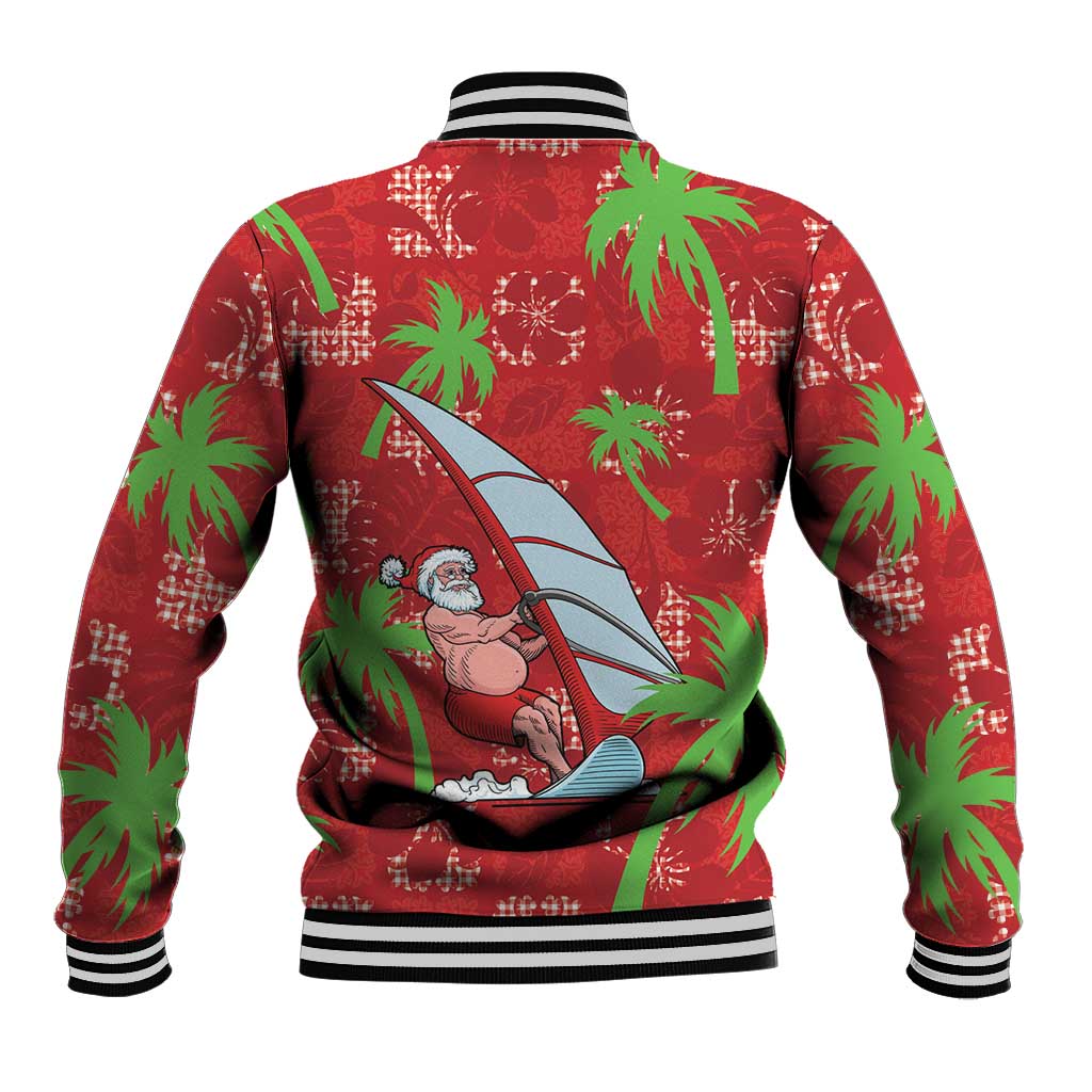 Aloha Hawaii Christmas Baseball Jacket Mele Kalikimaka Windsurfing Santa Palaka Quilt Motifs - Polynesian Pride