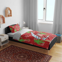 Aloha Hawaii Christmas Bedding Set Mele Kalikimaka Windsurfing Santa Palaka Quilt Motifs - Polynesian Pride