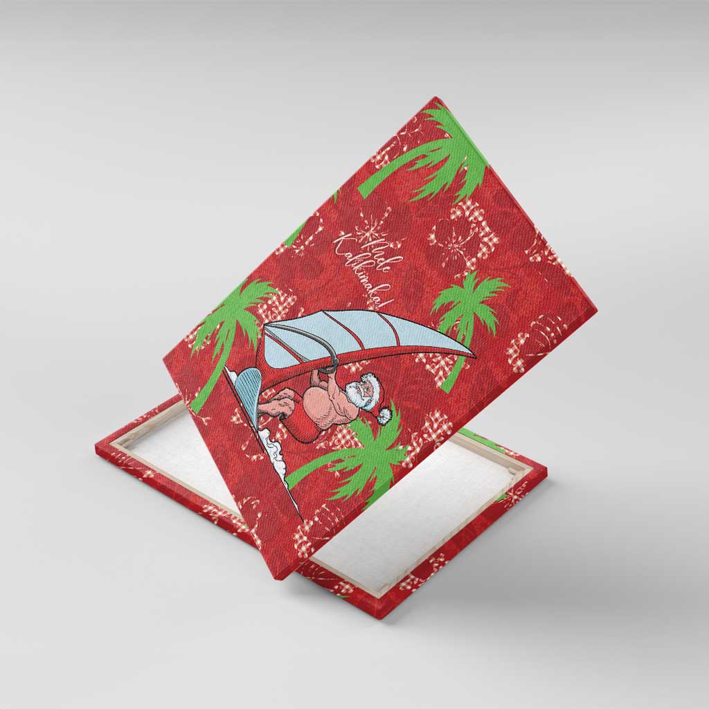 Aloha Hawaii Christmas Canvas Wall Art Mele Kalikimaka Windsurfing Santa Palaka Quilt Motifs - Polynesian Pride