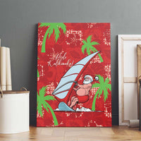 Aloha Hawaii Christmas Canvas Wall Art Mele Kalikimaka Windsurfing Santa Palaka Quilt Motifs - Polynesian Pride