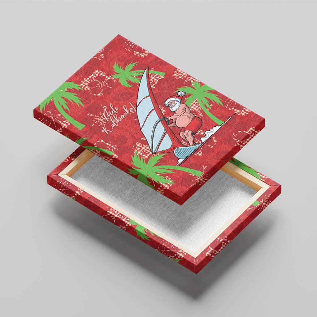 Aloha Hawaii Christmas Canvas Wall Art Mele Kalikimaka Windsurfing Santa Palaka Quilt Motifs - Polynesian Pride