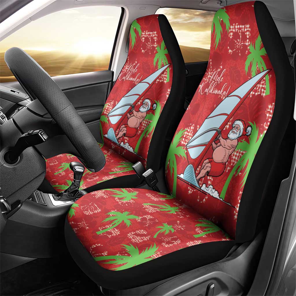 Aloha Hawaii Christmas Car Seat Cover Mele Kalikimaka Windsurfing Santa Palaka Quilt Motifs - Polynesian Pride